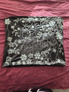 Black Sequin Floral Tube Top